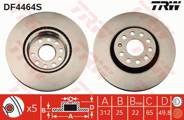 TRW Brake Rotor Front Single DF4464S
