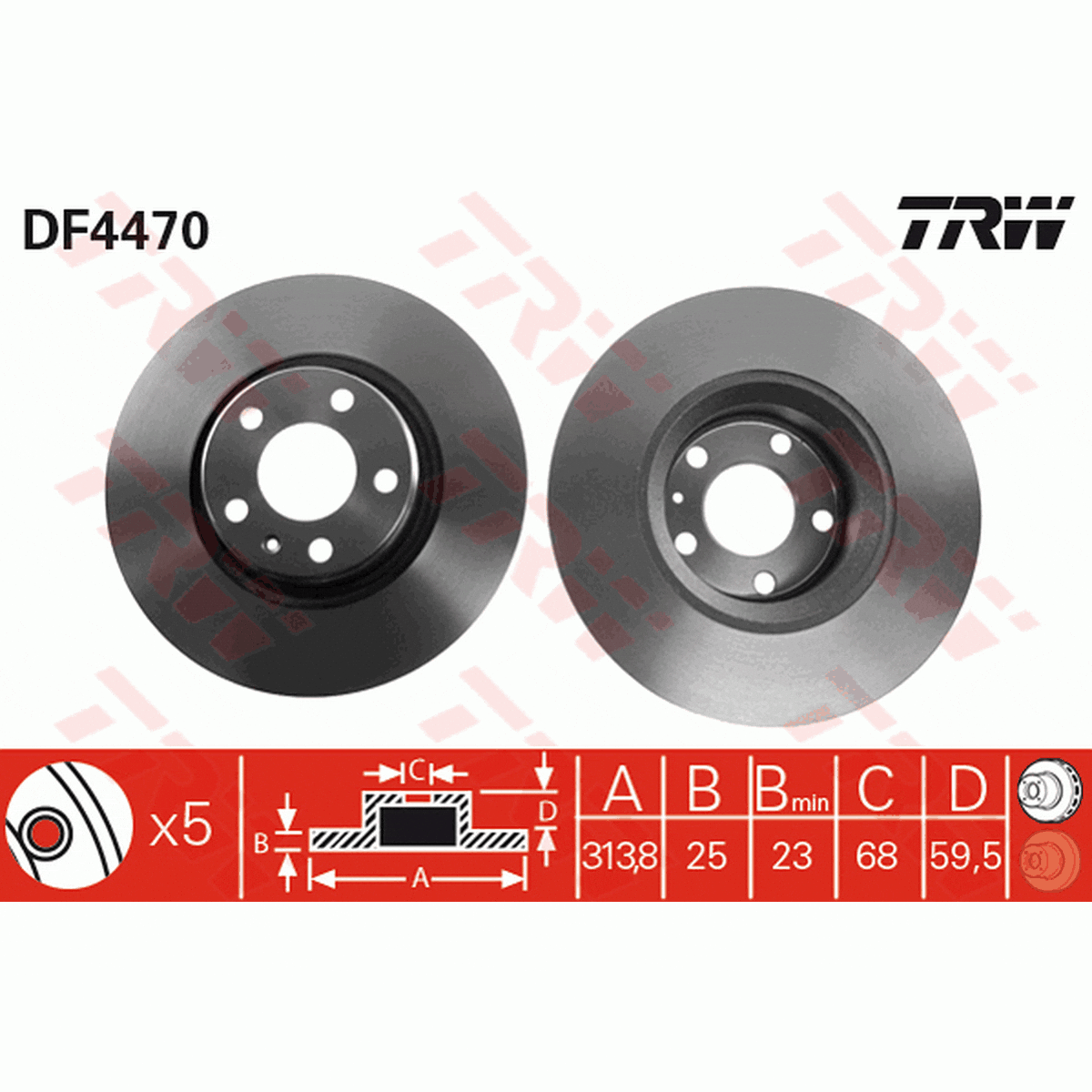 TRW Brake Rotor Pair Front DF4470S