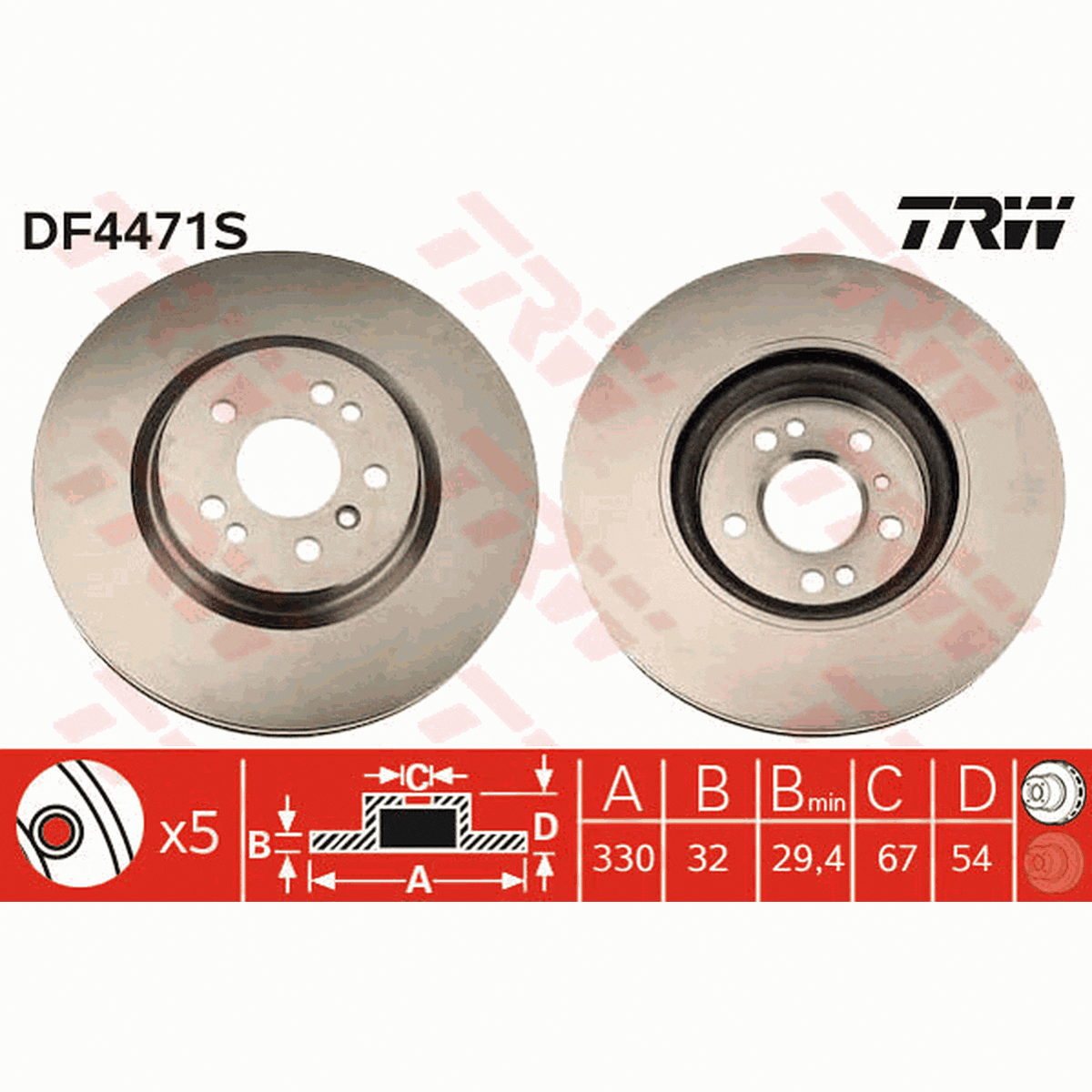 TRW Brake Rotor Front DF4471S