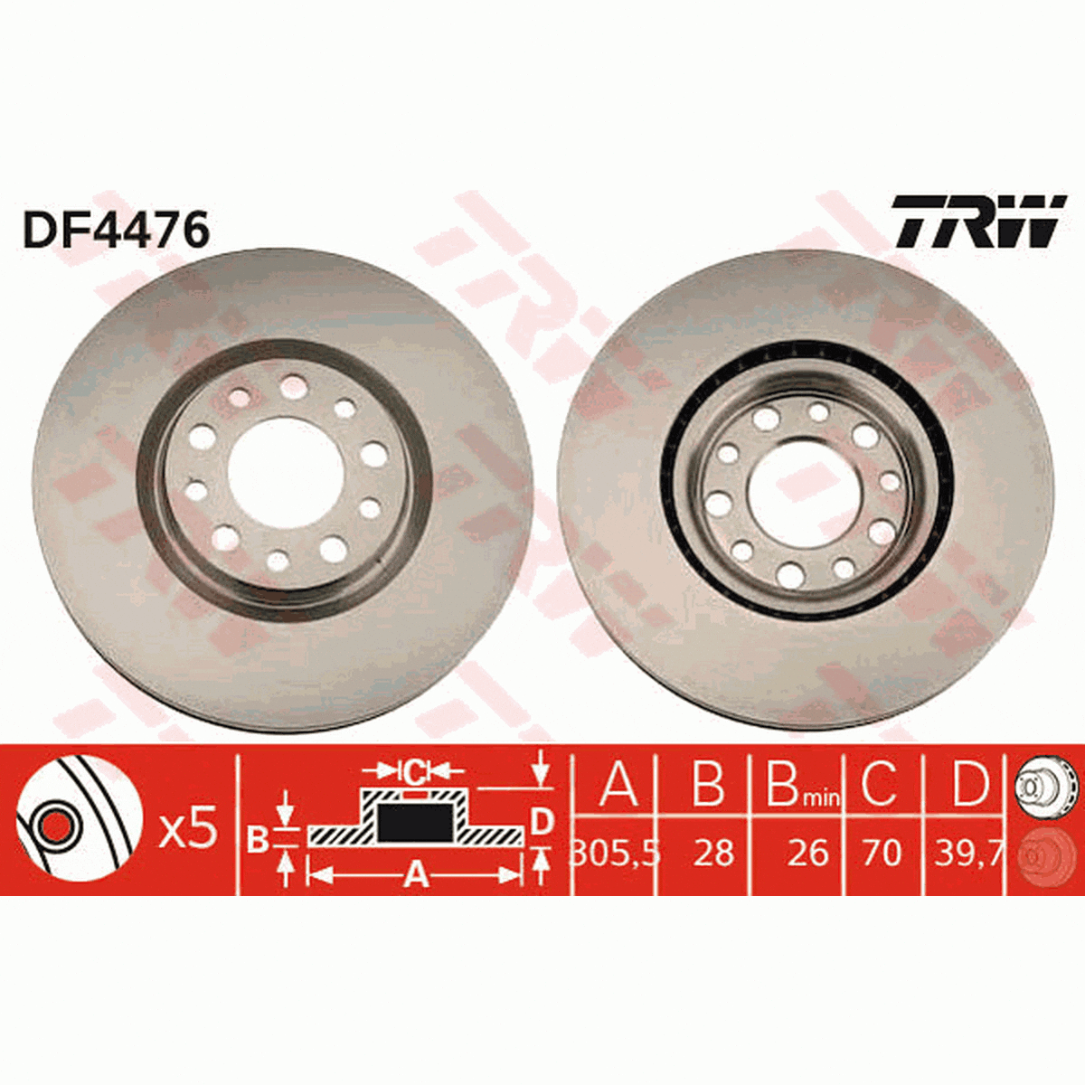 TRW Brake Rotor Single Front DF4476S