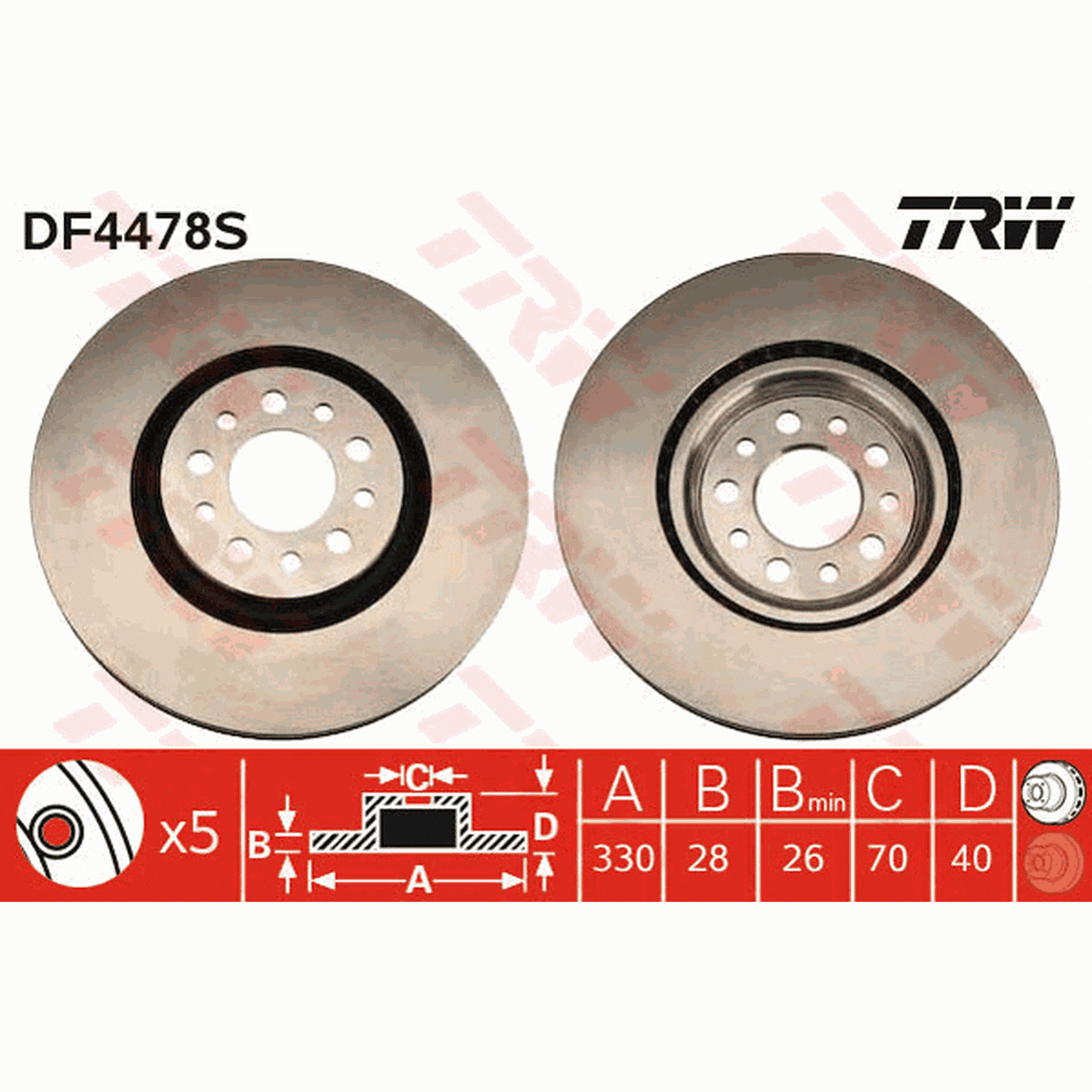 TRW Brake Rotor Front DF4478S
