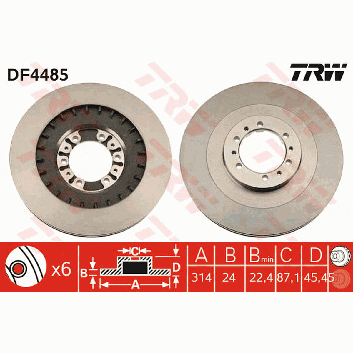 TRW Brake Rotor Front DF4485S