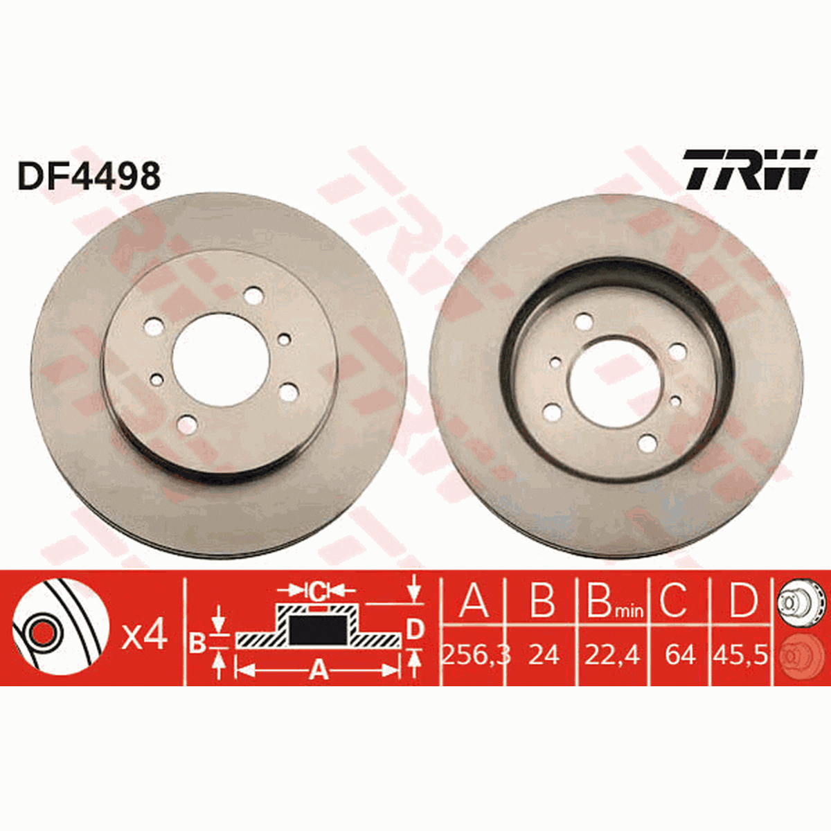 TRW Brake Rotor 256mm Front DF4498S