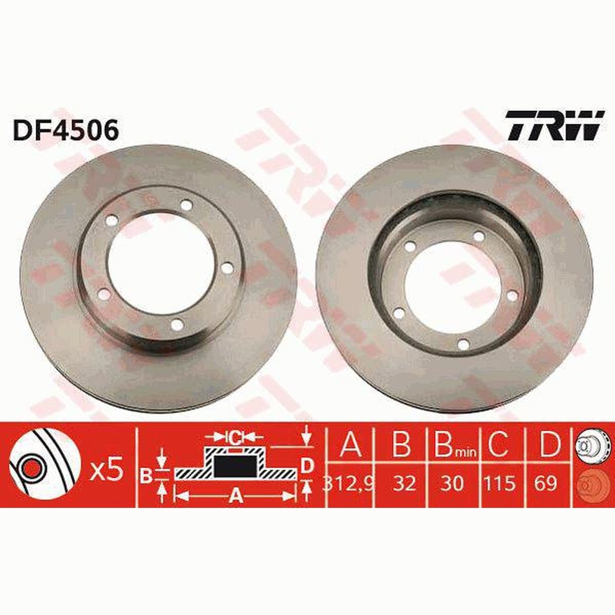 TRW Brake Rotor 313mm Front DF4506S