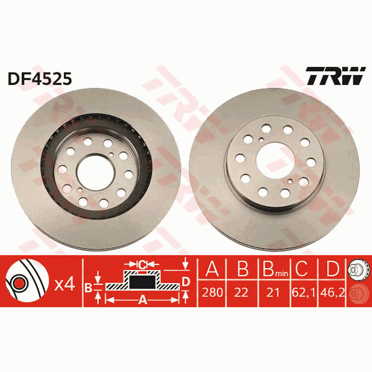 TRW Brake Rotor Front DF4525S