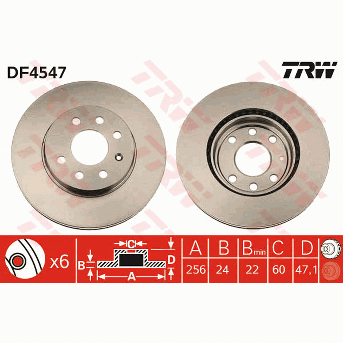 TRW Brake Rotor Pair Front DF4547S