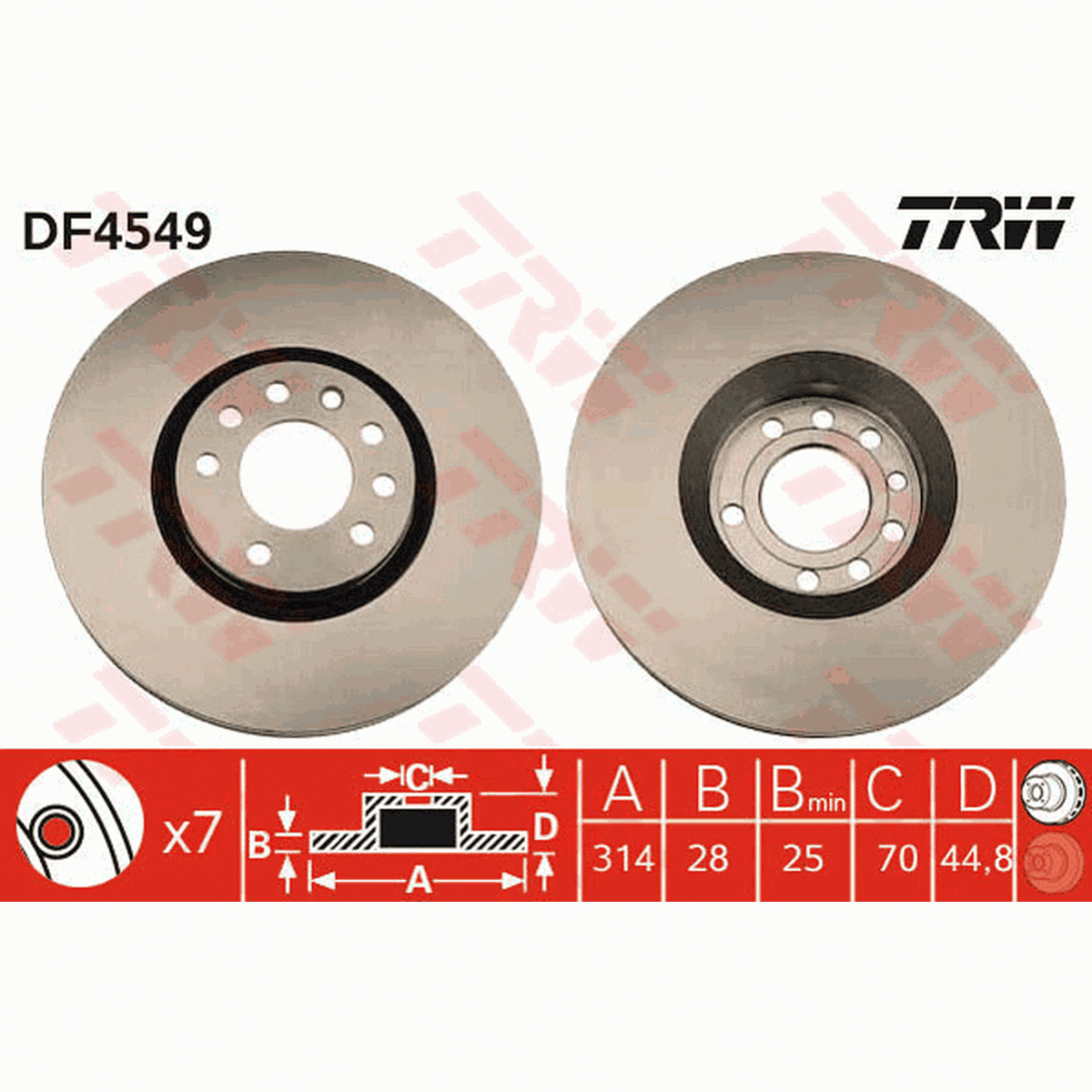 TRW Brake Rotor Pair Front DF4549S