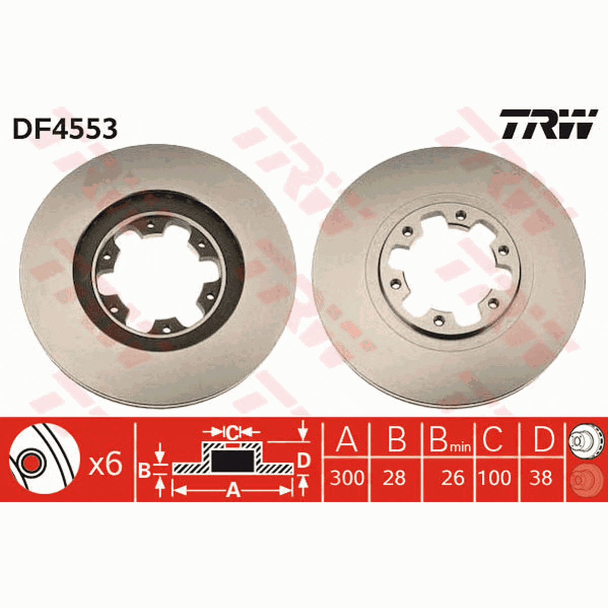 TRW Brake Rotor Front DF4553S