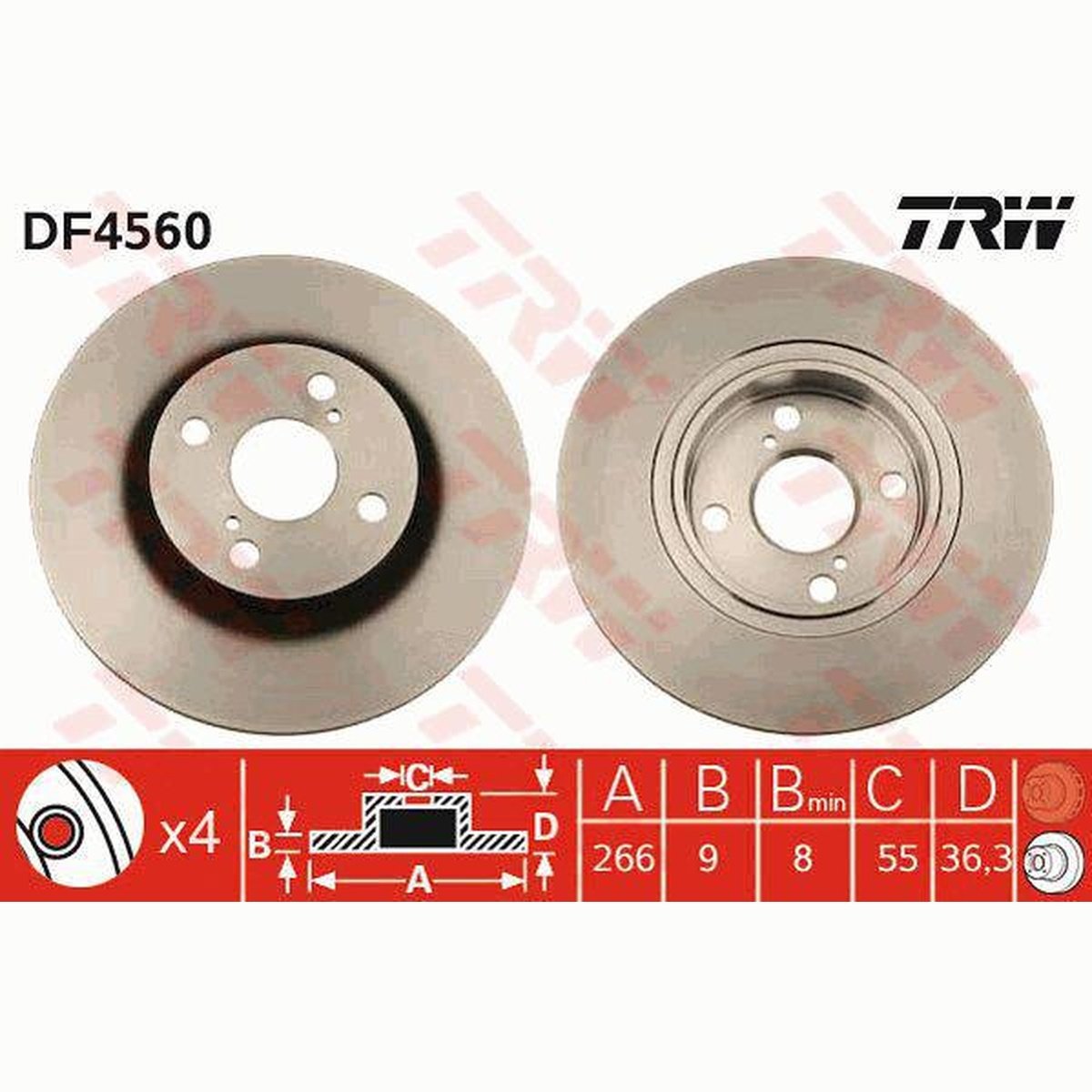 TRW Brake Rotor Rear DF4560S