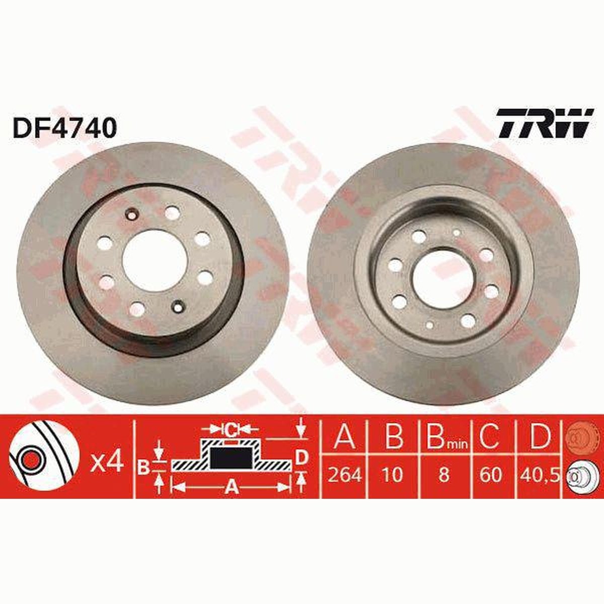 TRW Brake Rotor Rear DF4740S
