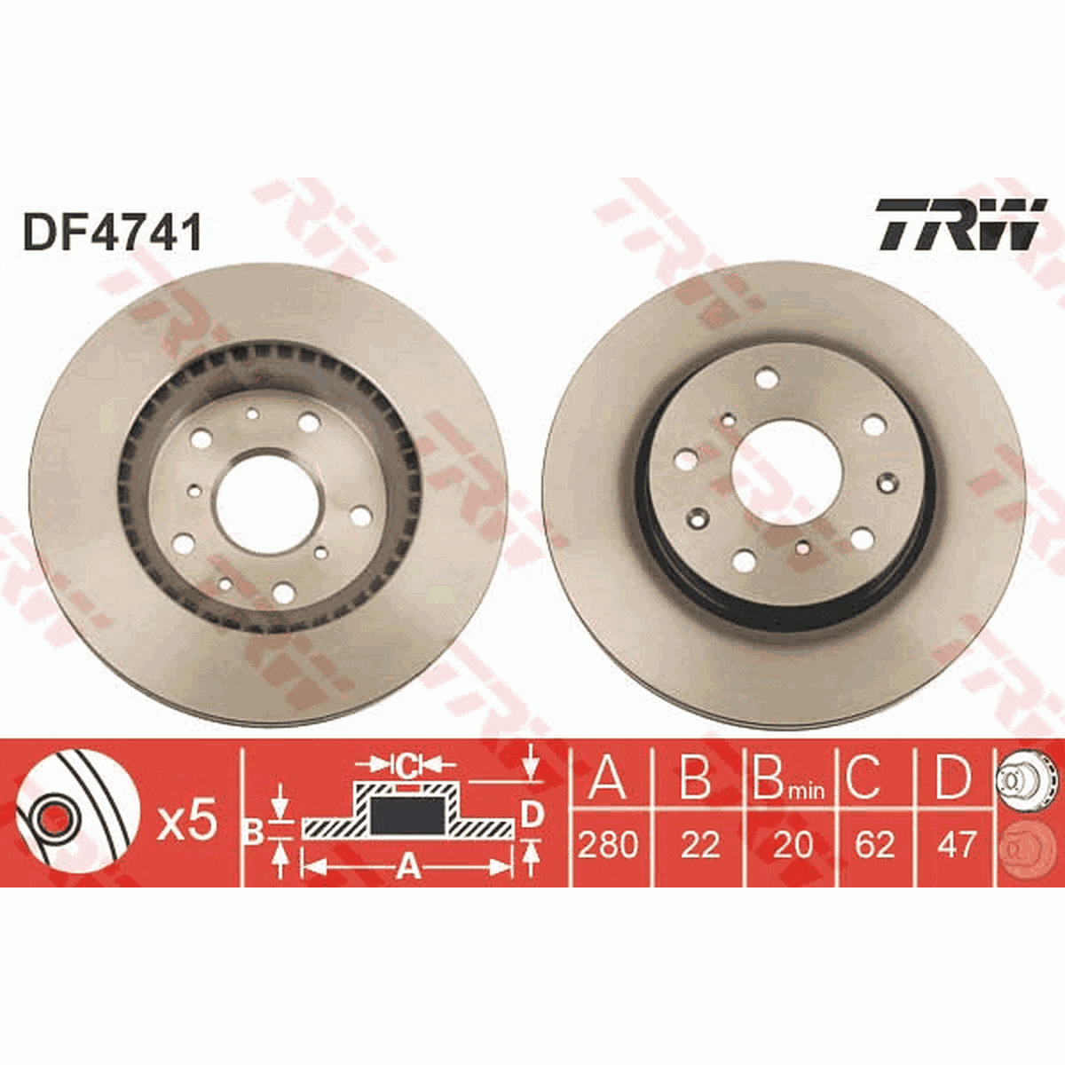 TRW Brake Rotor Front DF4741S