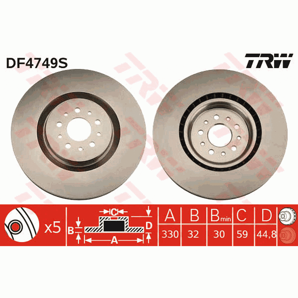 TRW Brake Rotor Front DF4749S