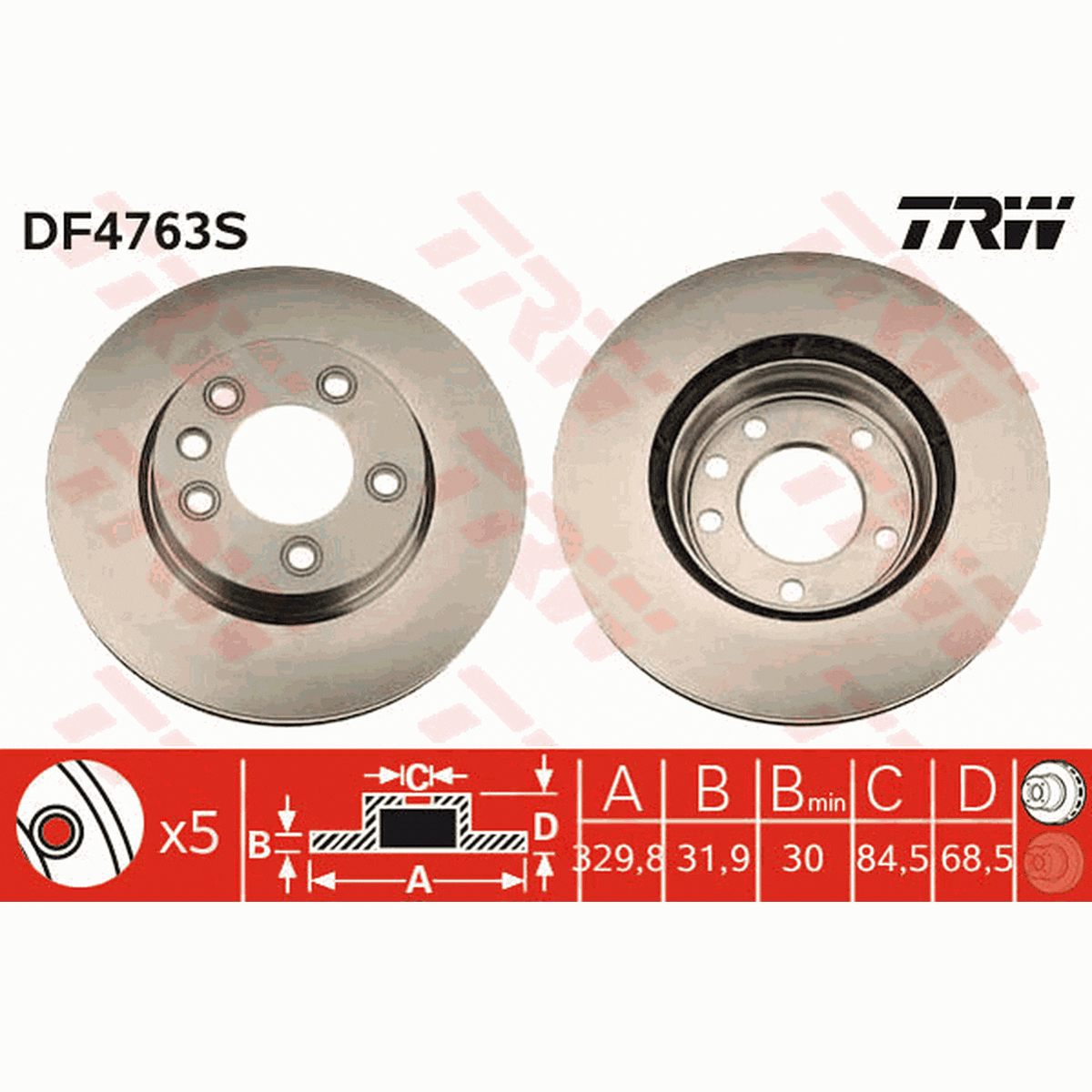 TRW Brake Rotor Front RH DF4763S