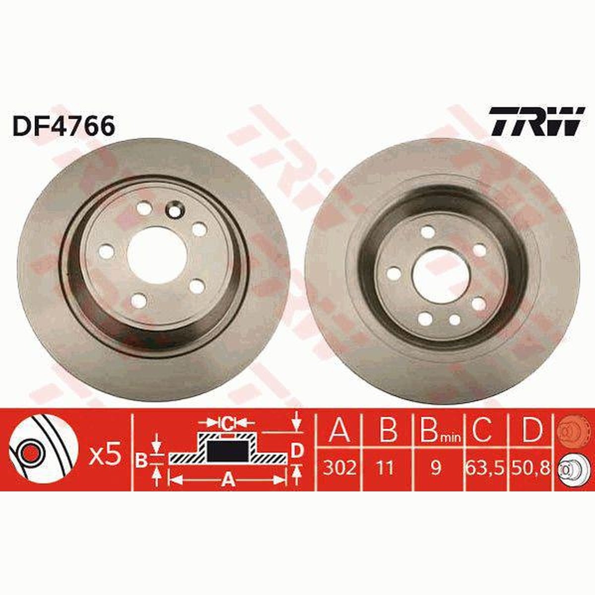 TRW Brake Rotor Rear DF4766S