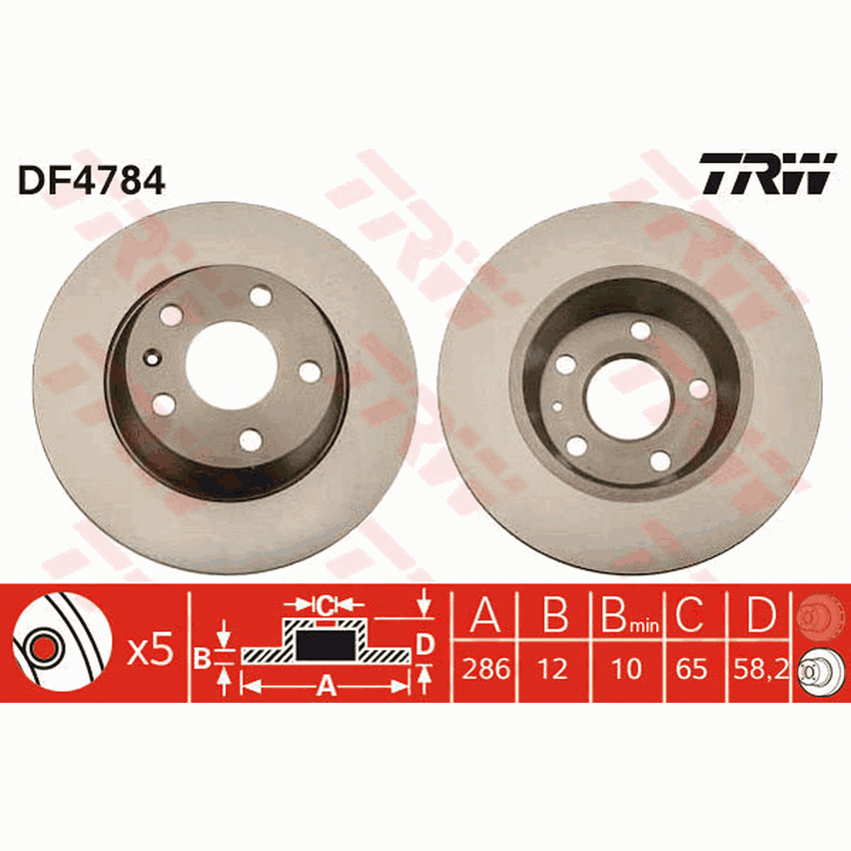 TRW Brake Rotor Single Rear DF4784S