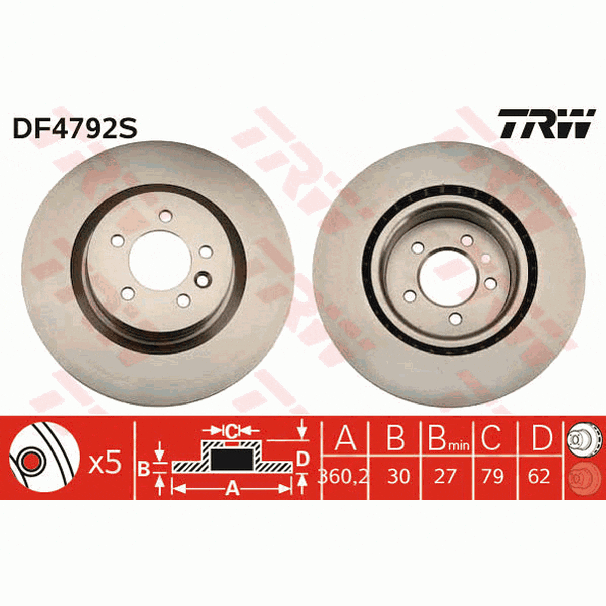 TRW Brake Rotor Front DF4792S