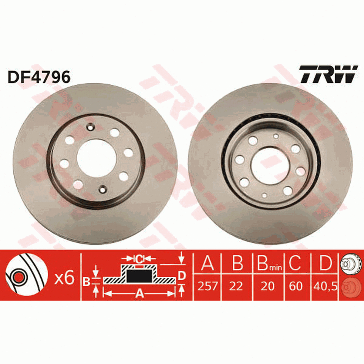 TRW Brake Rotor Pair Front DF4796S