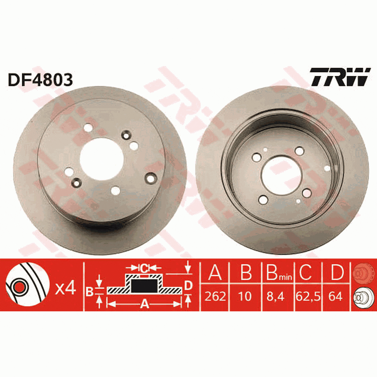 TRW Brake Rotor Rear DF4803S