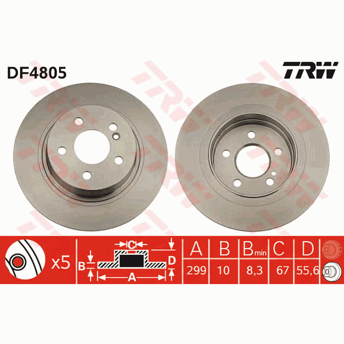 TRW Brake Rotor Rear DF4805S