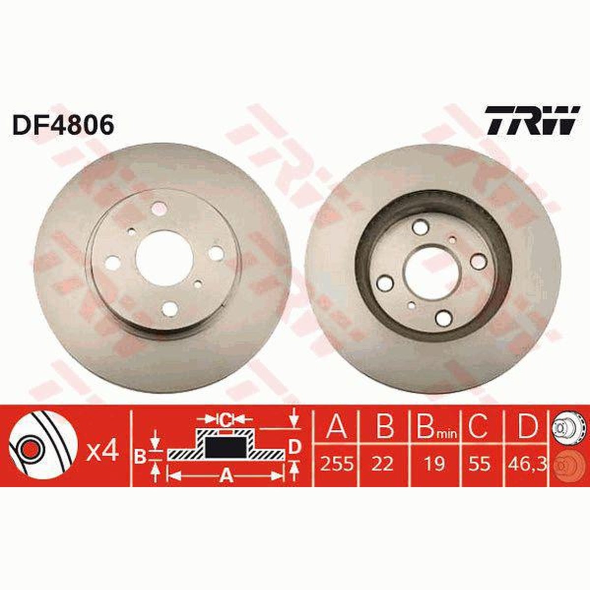 TRW Brake Rotor Front DF4806S