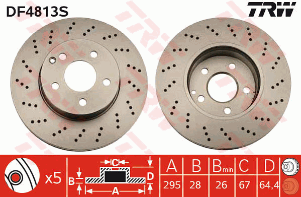 TRW Brake Rotor Front DF4813S