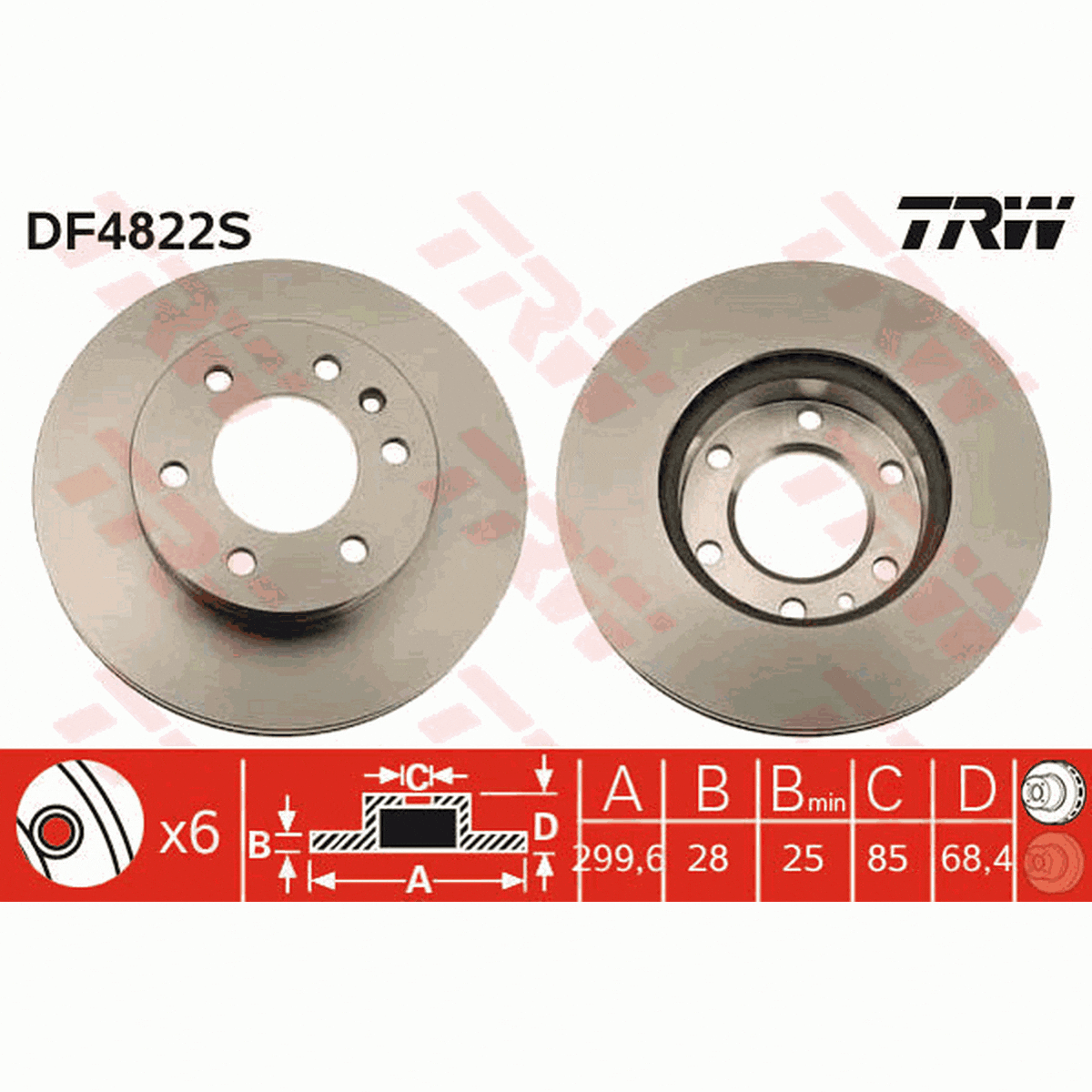 TRW Brake Rotor Front DF4822S