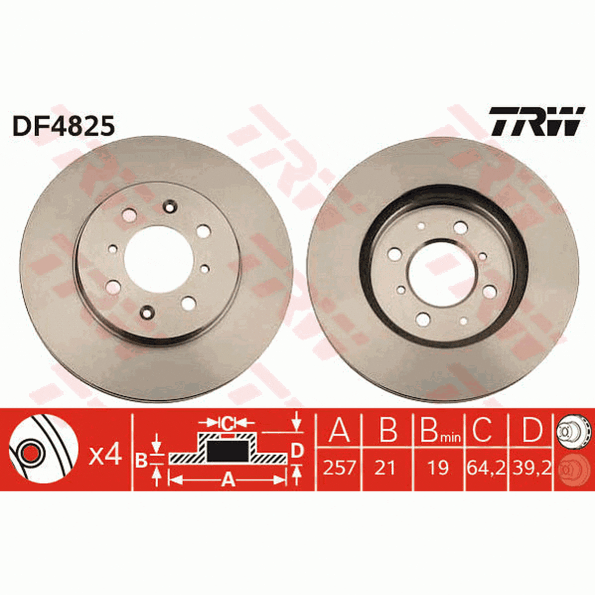 TRW Brake Rotor Front DF4825S