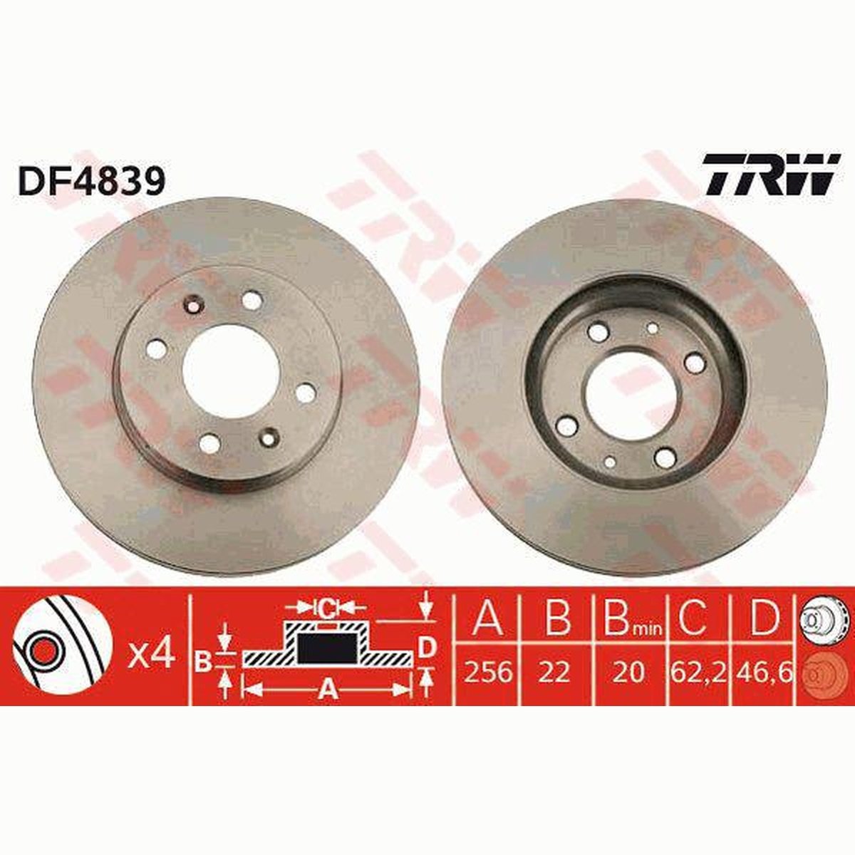 TRW Brake Rotor Front DF4839S