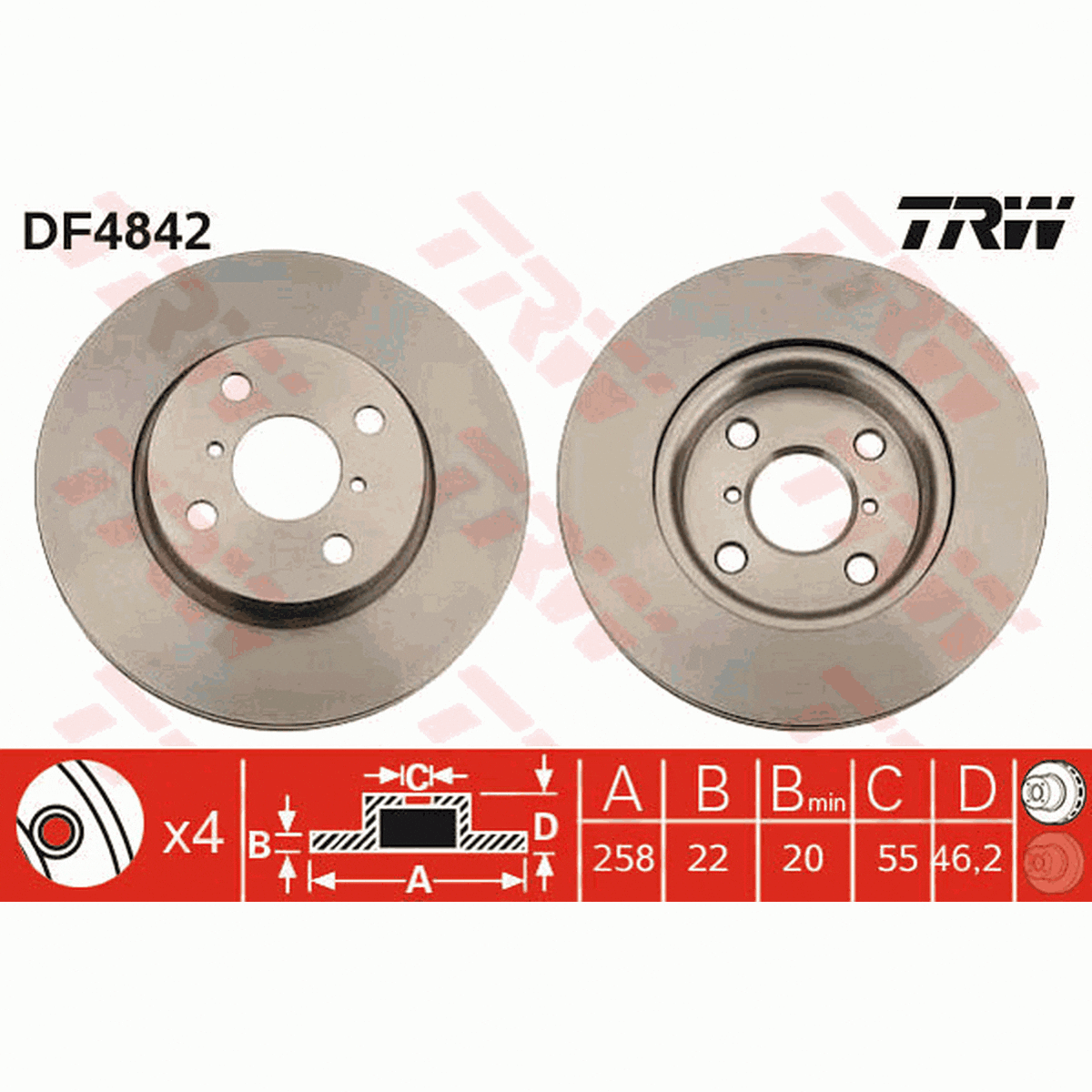 TRW Brake Rotor DF4842S