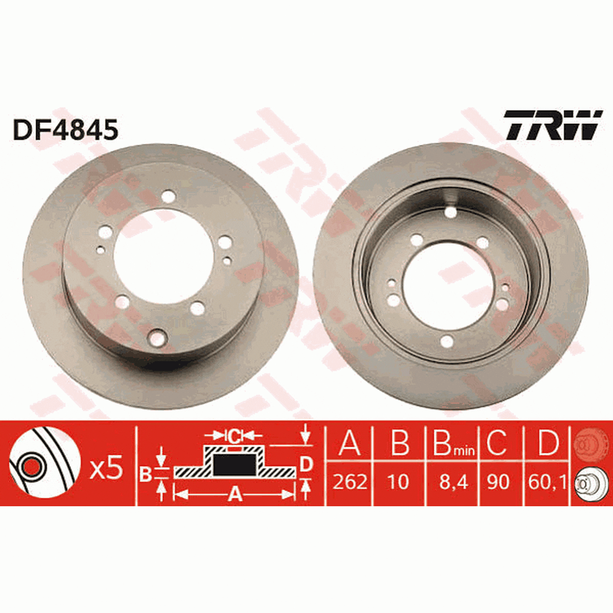TRW Brake Rotor Rear DF4845S