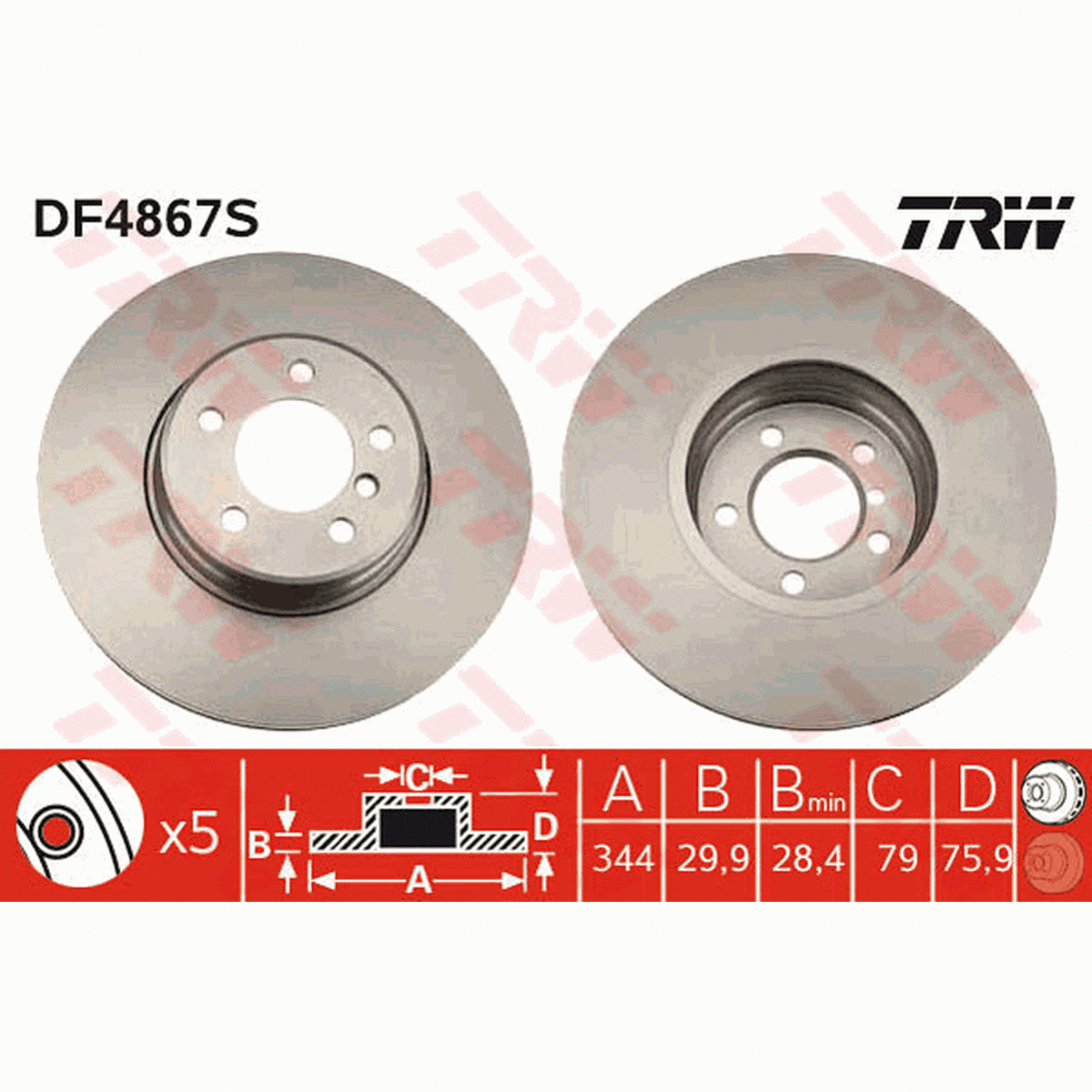 TRW Brake Rotor Front DF4867S
