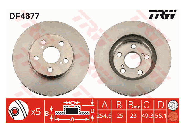 TRW Brake Rotor Pair Front DF4877S