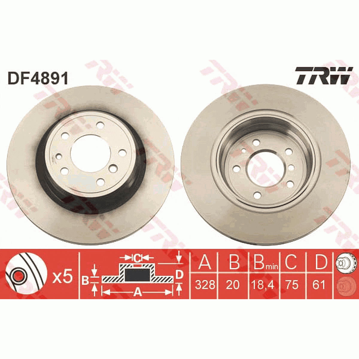 TRW Brake Rotor Rear LH DF4891S