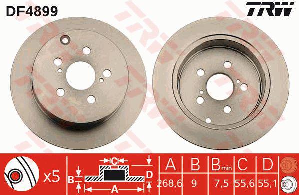 TRW Brake Rotor Rear DF4899S