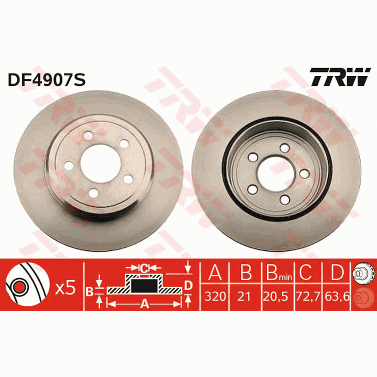 TRW Brake Rotor Rear DF4907S