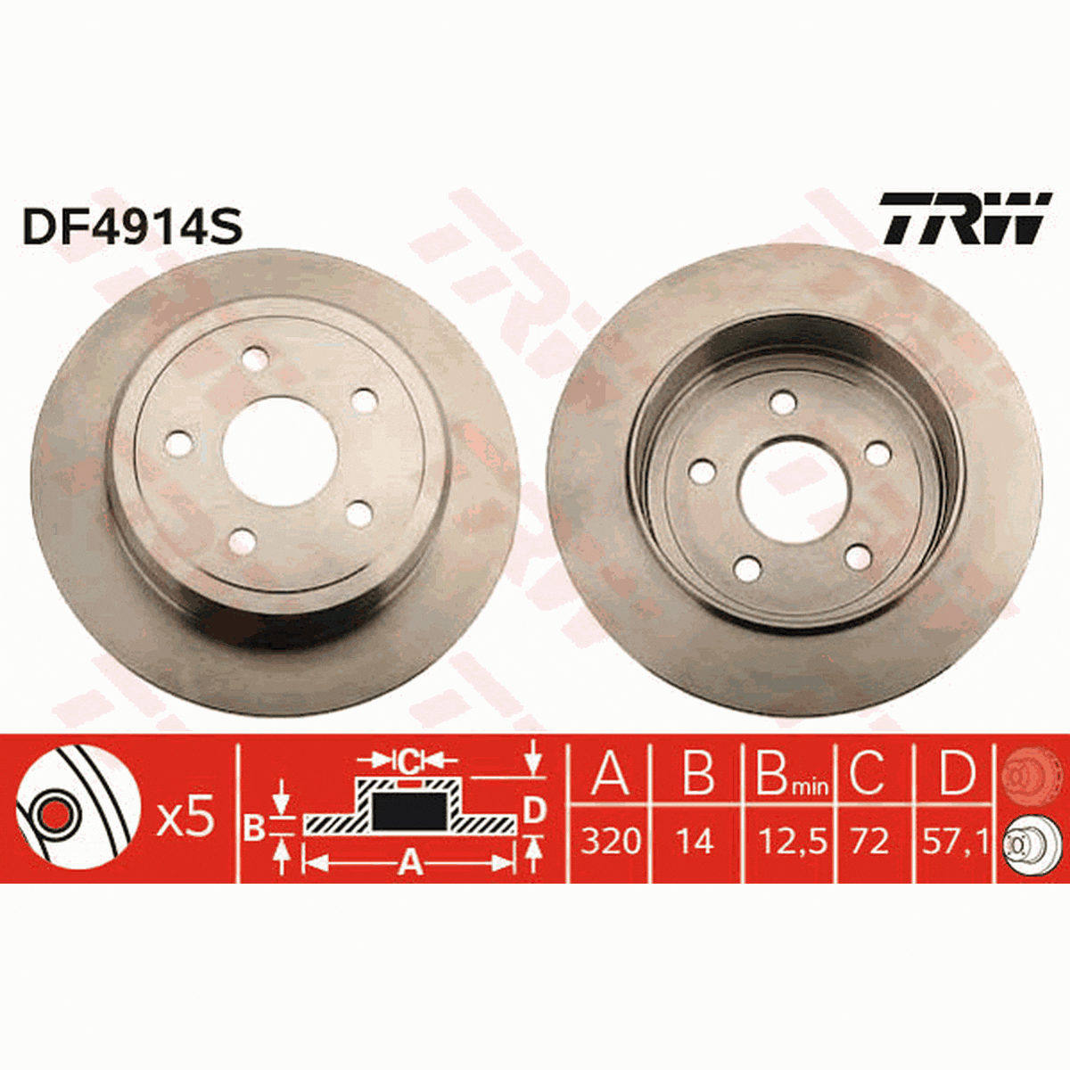 TRW Brake Rotor Rear DF4914S