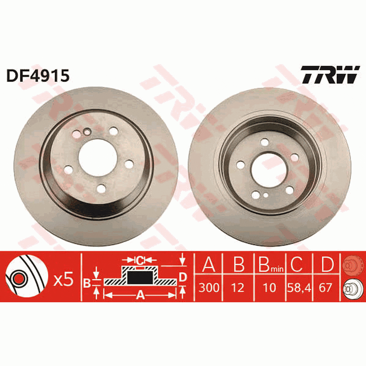 TRW Brake Rotor Single Rear DF4915S