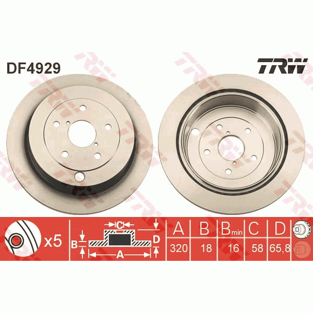 TRW Brake Rotor Single Rear DF4929S