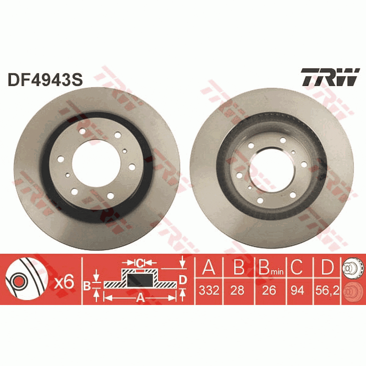 TRW Brake Rotor Front DF4943S