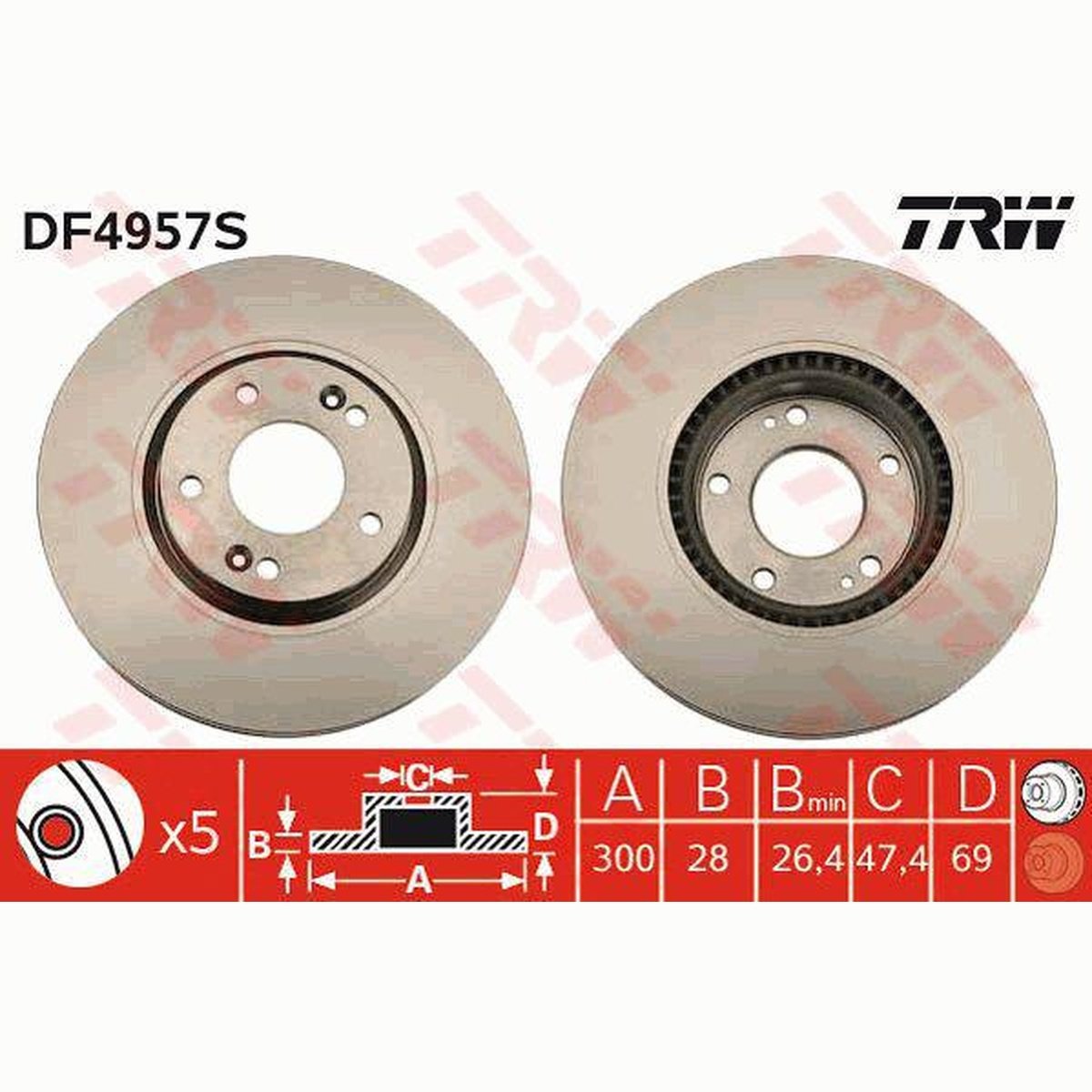 TRW Brake Rotor Front DF4957S