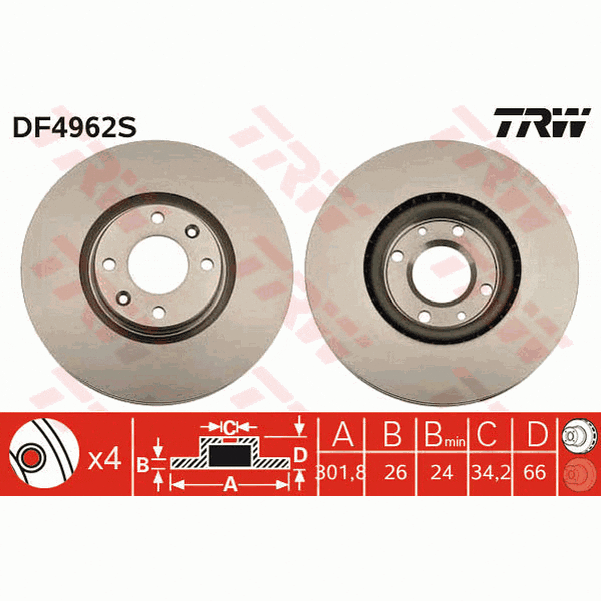 TRW Brake Rotor Front DF4962S