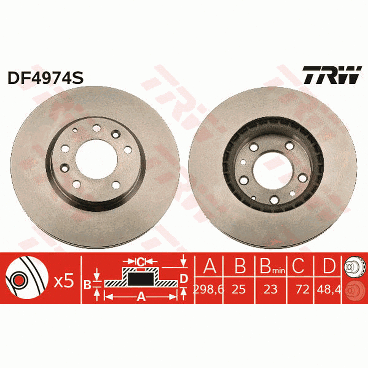 TRW Brake Rotor Front DF4974S