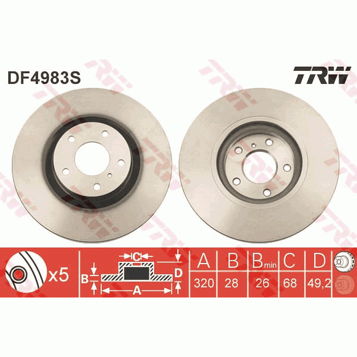 TRW Brake Rotor Front DF4983S