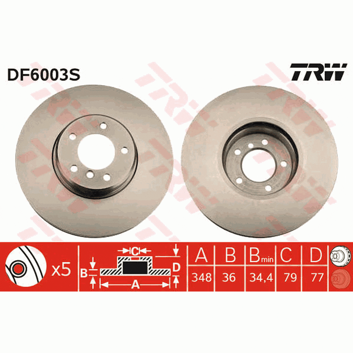 TRW Brake Rotor Front DF6003S