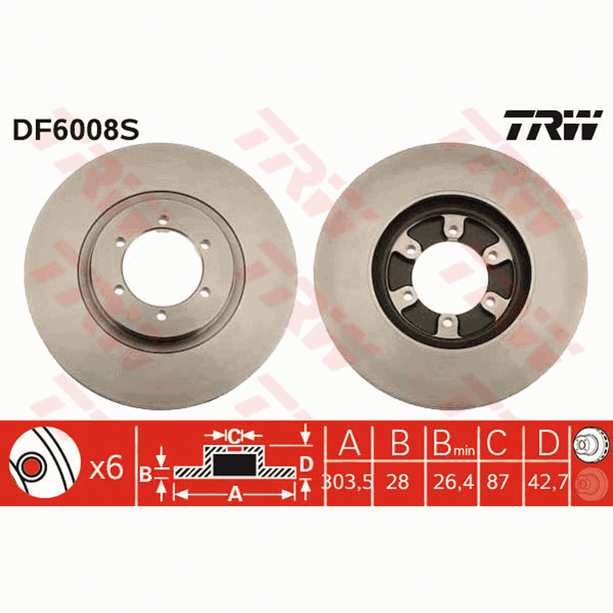 TRW Brake Rotor Front DF6008S