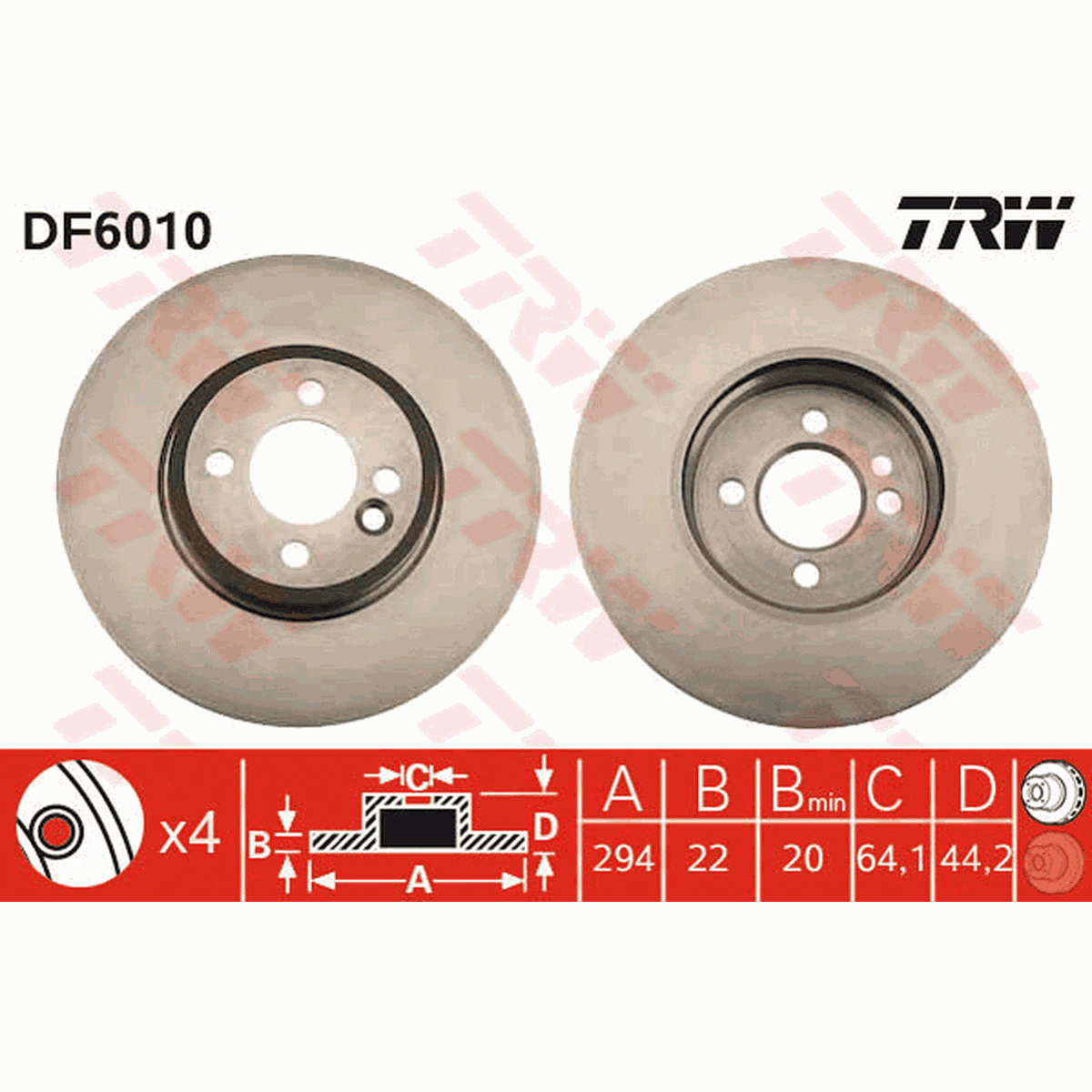 TRW Brake Rotor Single Front DF6010S