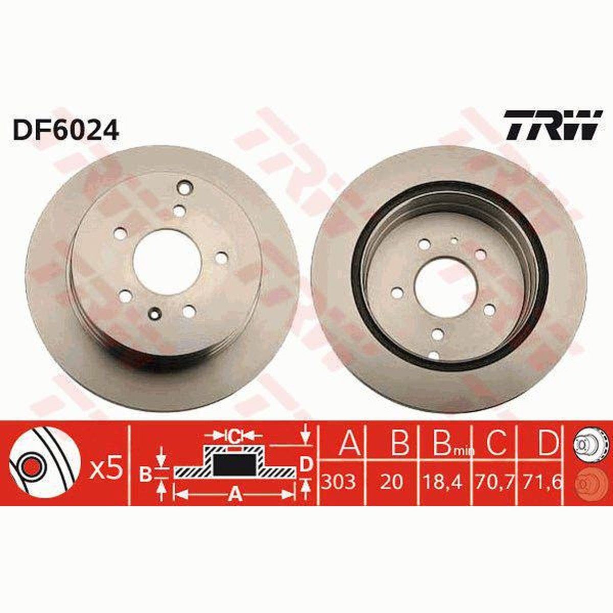 TRW Brake Rotor Rear DF6024S