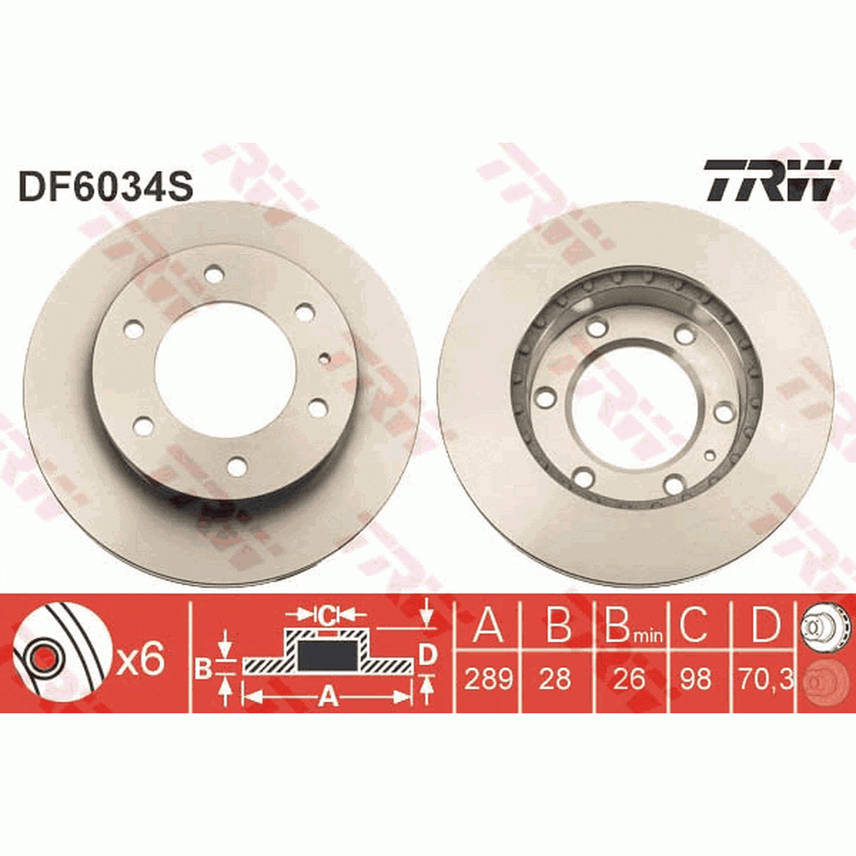 TRW Brake Rotor Front DF6034S