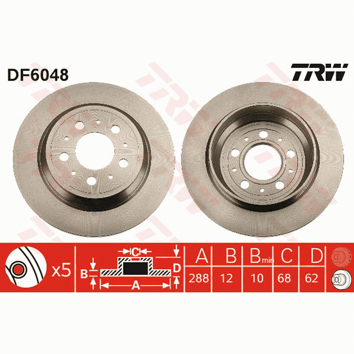 TRW Brake Rotor Single Rear DF6048S