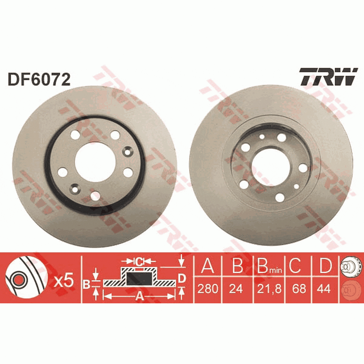 TRW Brake Rotor Pair Front DF6072S